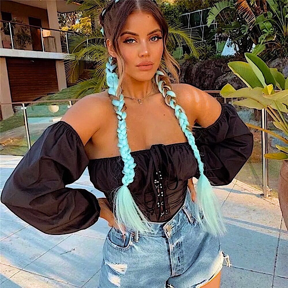 Black off the shoulder long sleeve top
